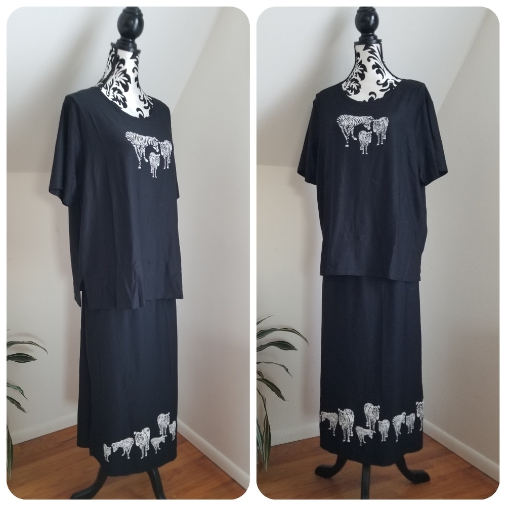 VTG BE2BE OR NOT 2 BE Giraffe 2pc set Top & Skirt